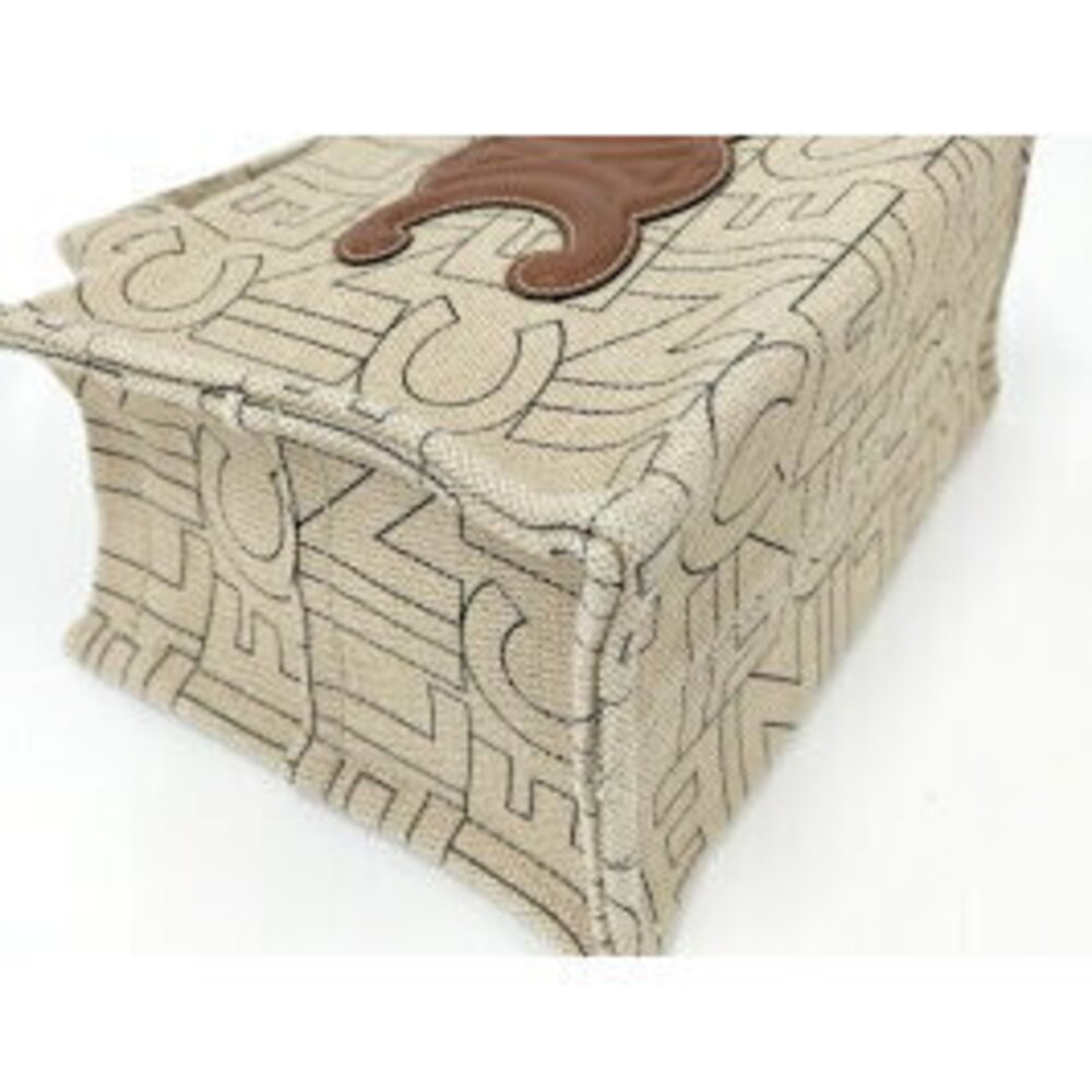 CELINE Cabatas Handbag Triomphe Canvas Beige - Picture 5 of 9